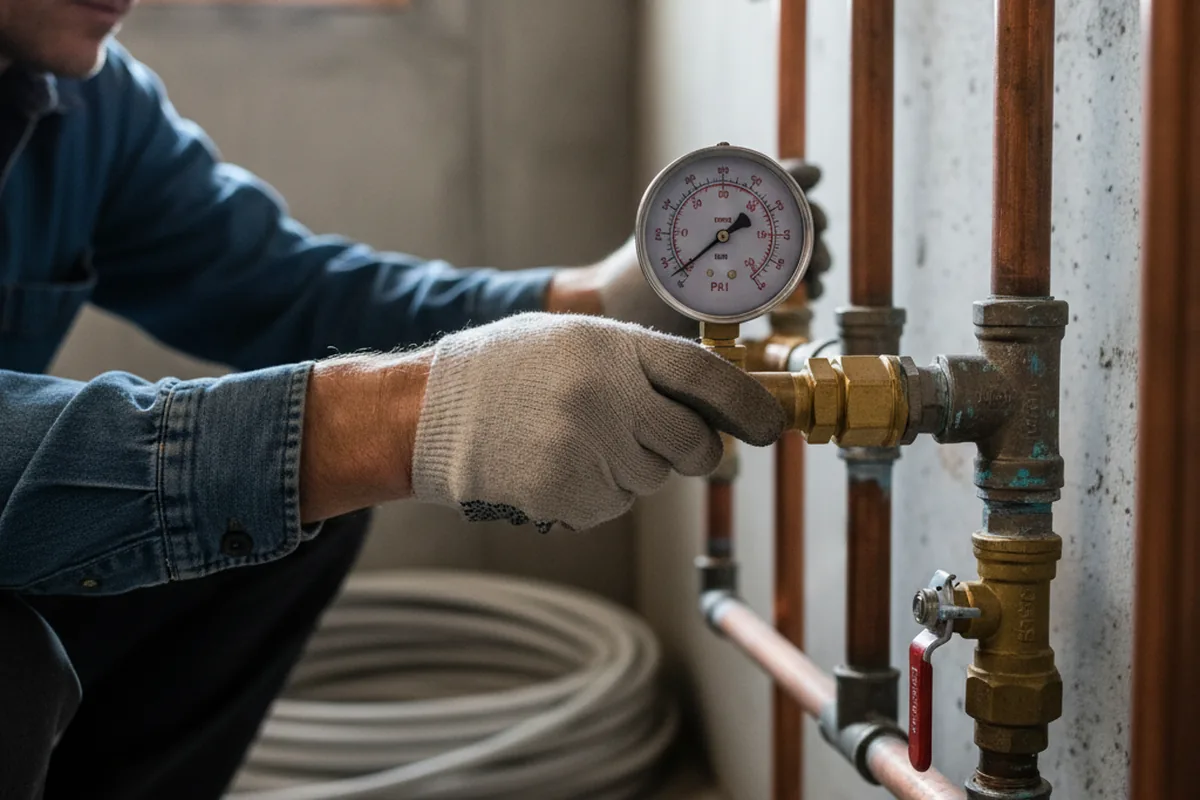 Pressure testing a repaired line during Water Line Repair in Ronald